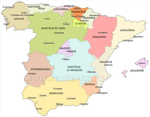 Spanyolország politikai térkép